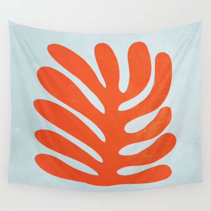 Fire Red: Wild Leaf | Matisse Foliage Paper Cutouts 01 Wall Tapestry Gallery Image 1