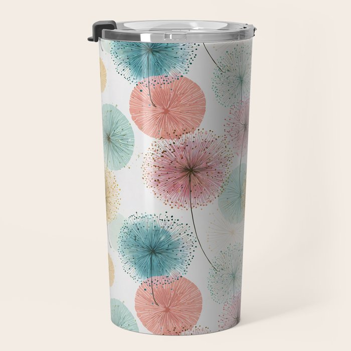 Abstract Dandelion Print in Retro Colors Travel Mug Gallery Image 3