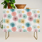 Abstract Dandelion Print in Retro Colors Credenza Gallery Image 1