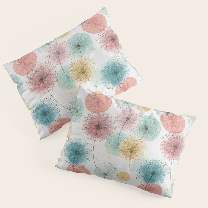 Abstract Dandelion Print in Retro Colors Pillow Sham Gallery Image 3