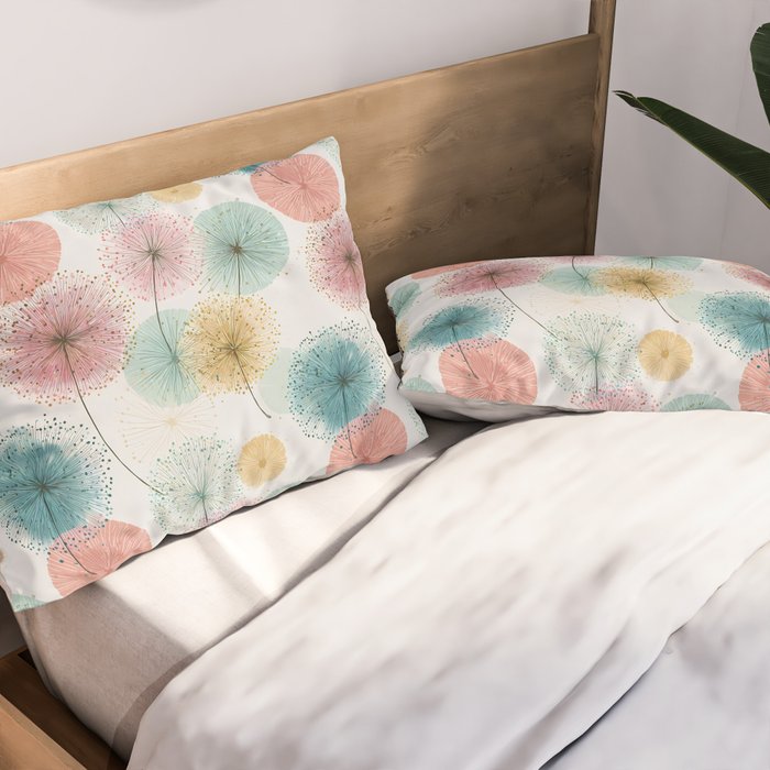 Abstract Dandelion Print in Retro Colors Pillow Sham Gallery Image 2
