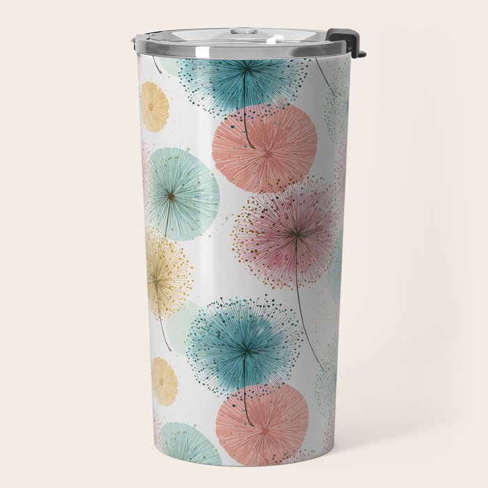 Abstract Dandelion Print in Retro Colors Travel Mug Gallery Image 2