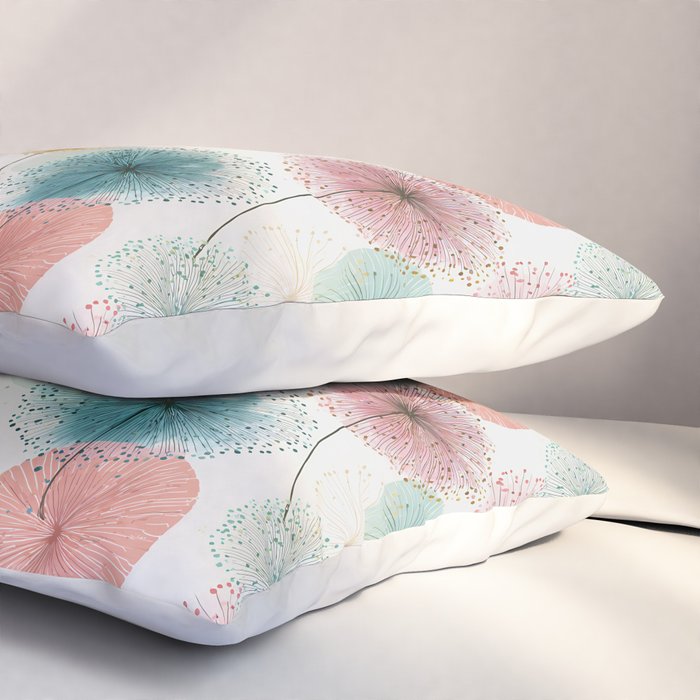 Abstract Dandelion Print in Retro Colors Pillow Sham Gallery Image 3