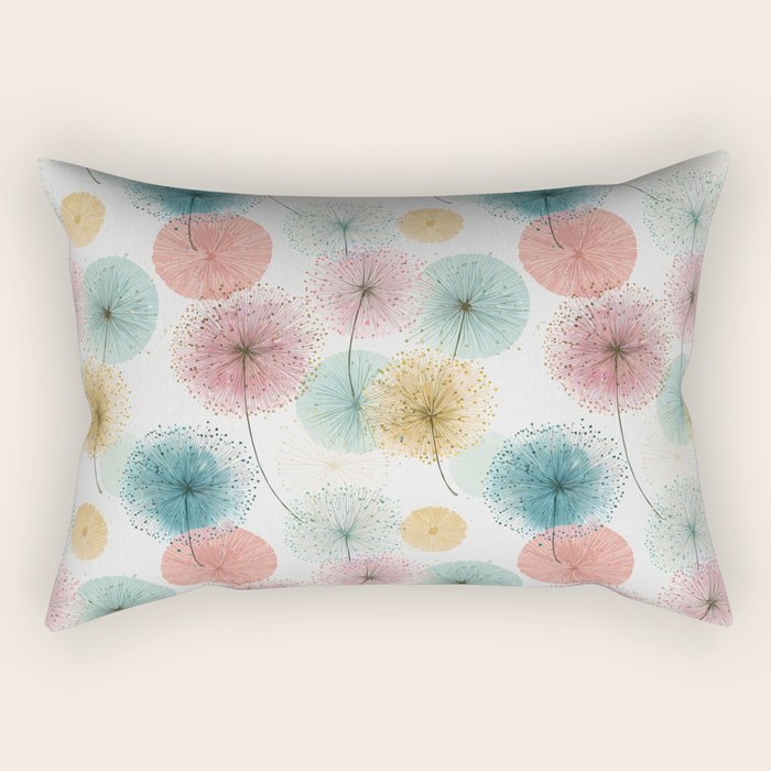 Abstract Dandelion Print in Retro Colors Rectangular Pillow Gallery Image 2