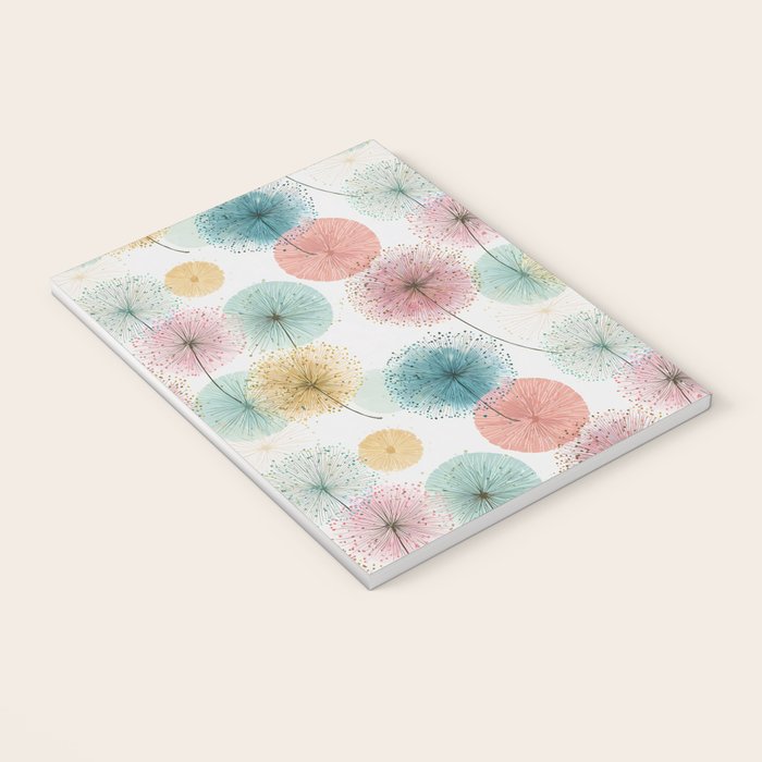 Abstract Dandelion Print in Retro Colors Notebook Gallery Image 3