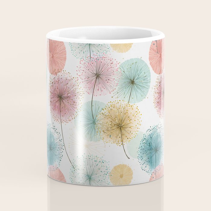 Abstract Dandelion Print in Retro Colors Coffee Mug Gallery Image 4