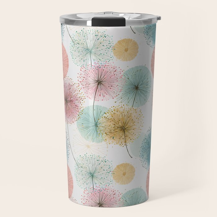 Abstract Dandelion Print in Retro Colors Travel Mug Gallery Image 1