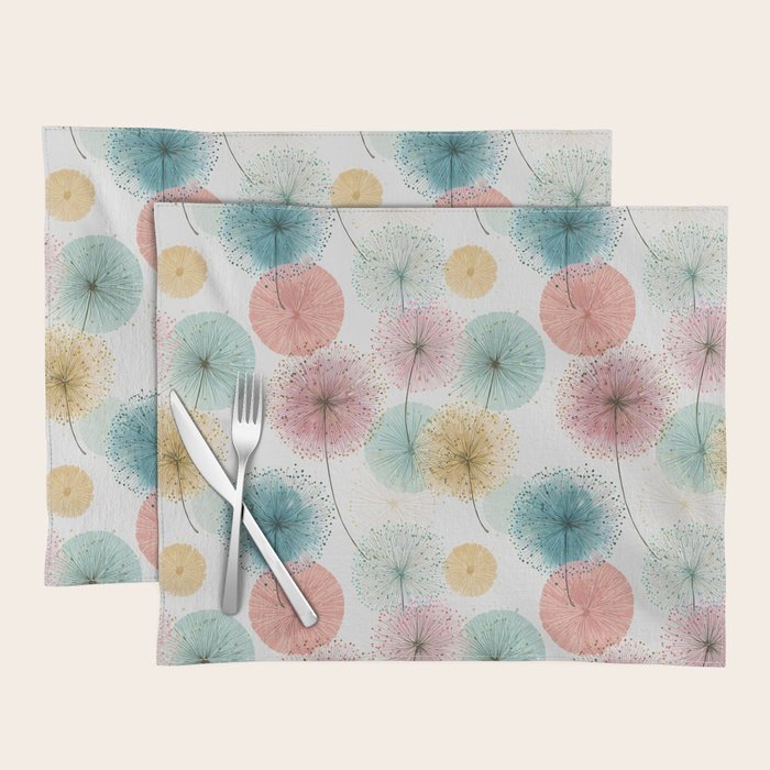 Abstract Dandelion Print in Retro Colors Placemat Gallery Image 1