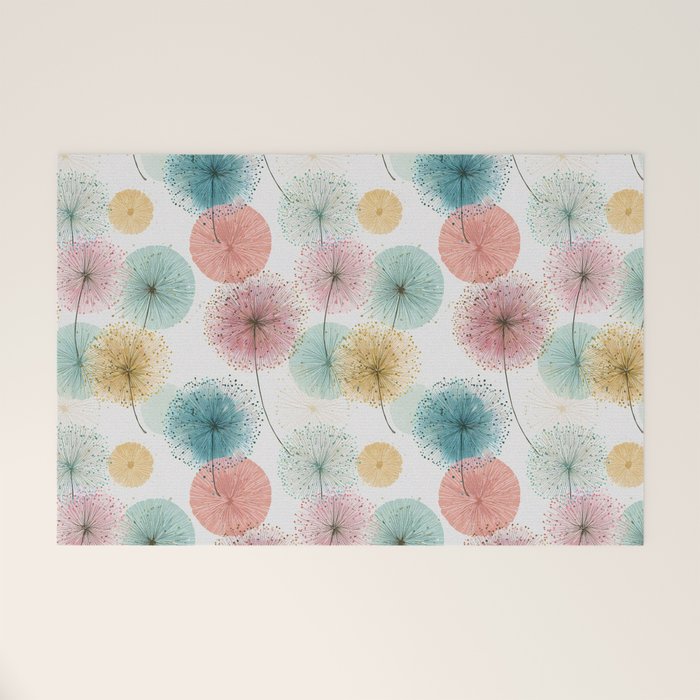 Abstract Dandelion Print in Retro Colors Welcome Mat Gallery Image 1