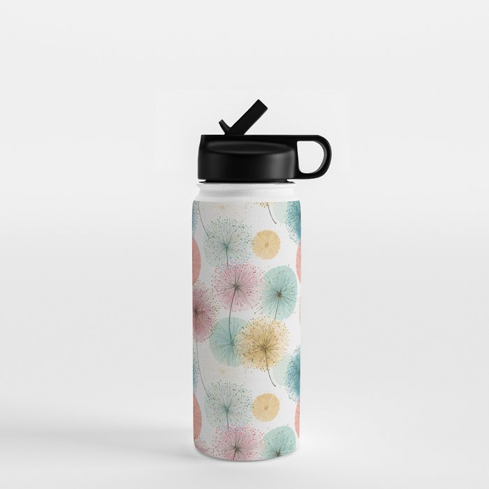 Abstract Dandelion Print in Retro Colors Water Bottle Gallery Image 1