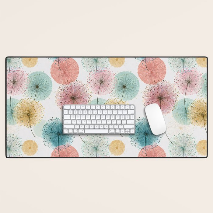Abstract Dandelion Print in Retro Colors Desk Mat Gallery Image 1