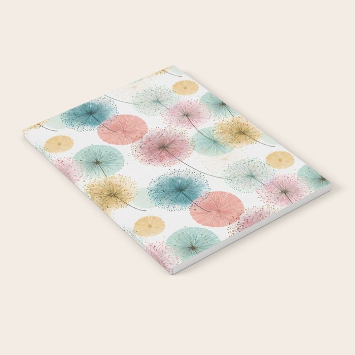 Abstract Dandelion Print in Retro Colors Notebook Gallery Image 1