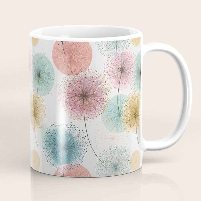 Abstract Dandelion Print in Retro Colors Coffee Mug Gallery Image 1
