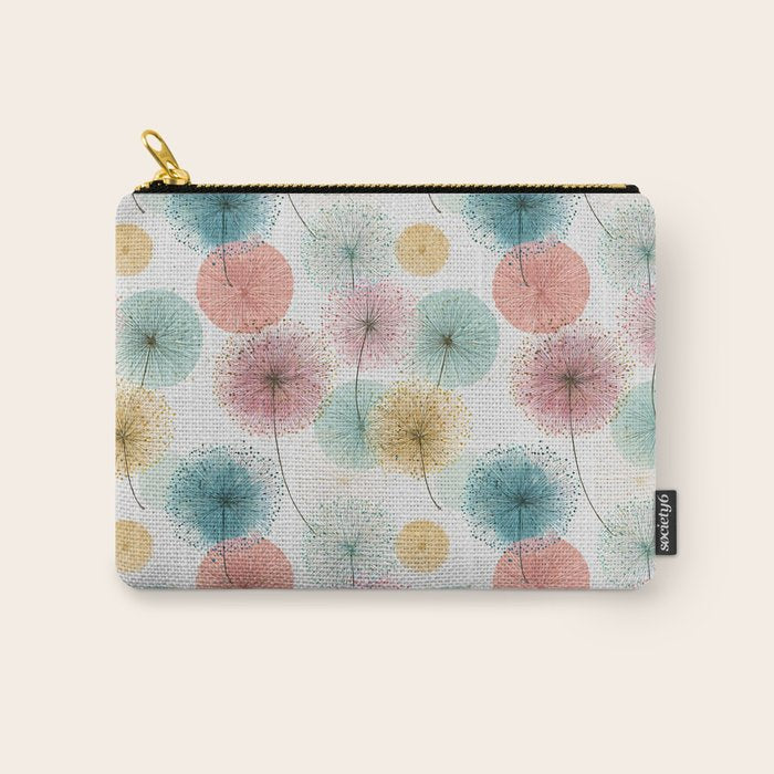 Abstract Dandelion Print in Retro Colors Carry All Pouch Gallery Image 1