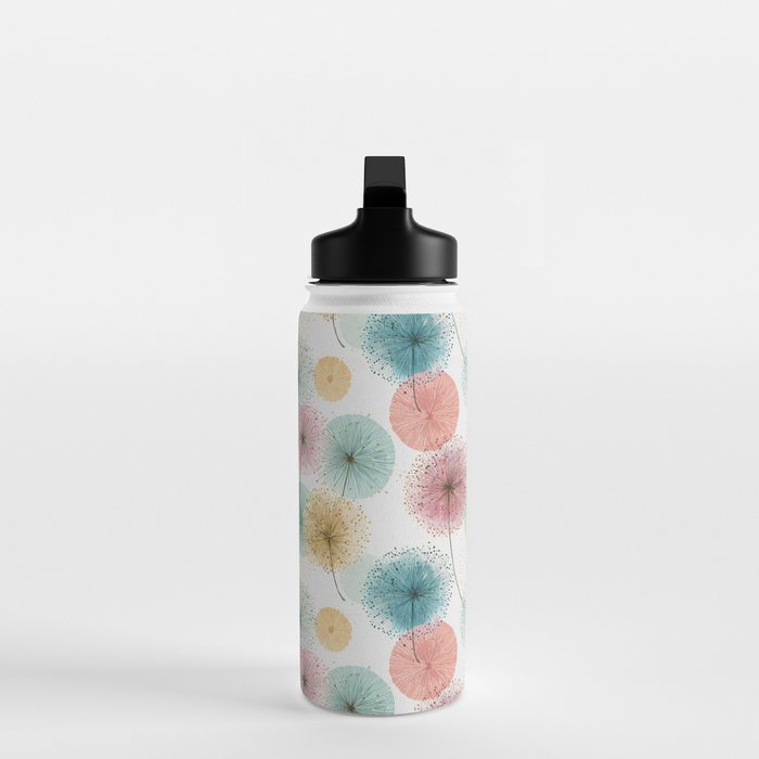 Abstract Dandelion Print in Retro Colors Water Bottle Gallery Image 3