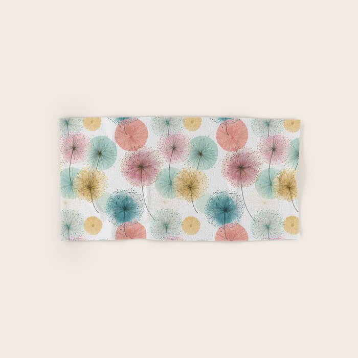 Abstract Dandelion Print in Retro Colors Bath Towel Gallery Image 1