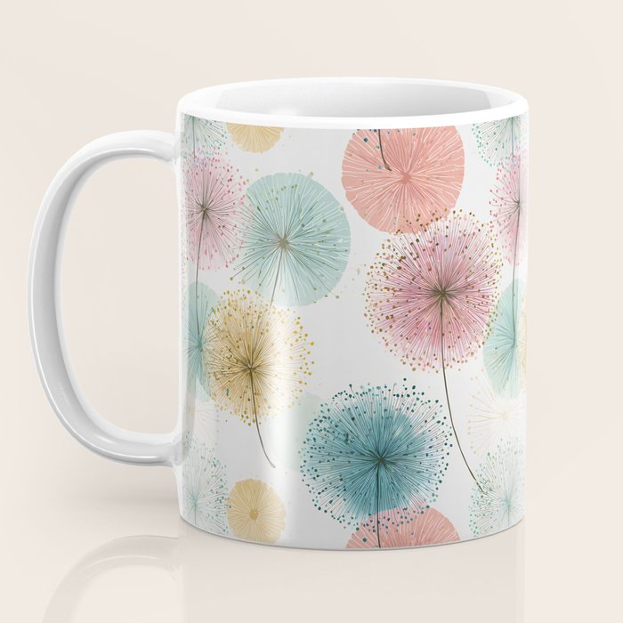 Abstract Dandelion Print in Retro Colors Coffee Mug Gallery Image 3