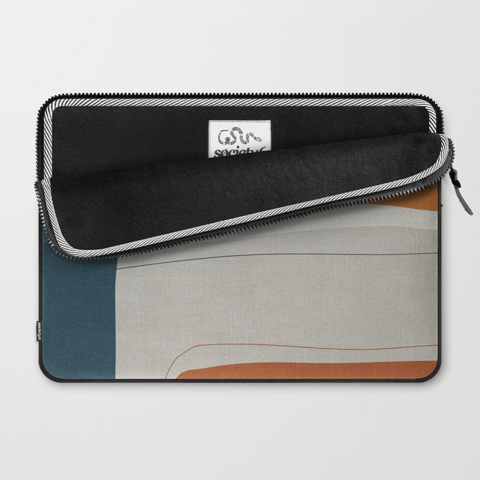 Burnt Orange Navy Abstract Shapes Laptop Sleeve Gallery Image 2