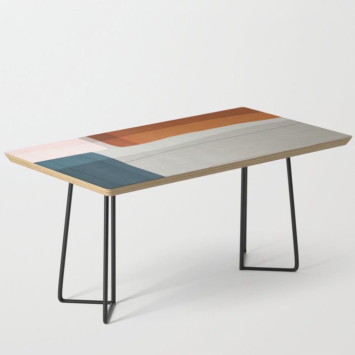 Burnt Orange Navy Abstract Shapes Coffee Table Gallery Image 1