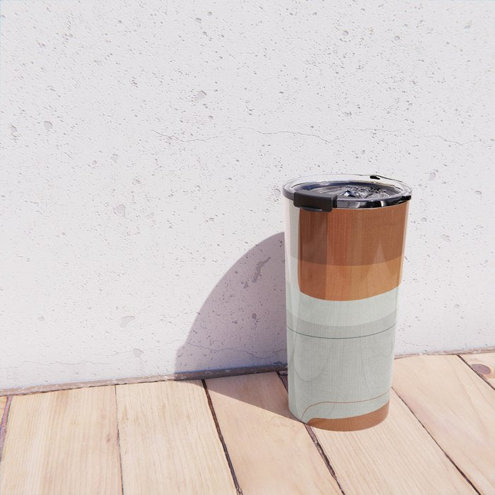 Burnt Orange Navy Abstract Shapes Travel Mug Gallery Image 4