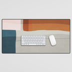 Burnt Orange Navy Abstract Shapes Desk Mat Gallery Image 1