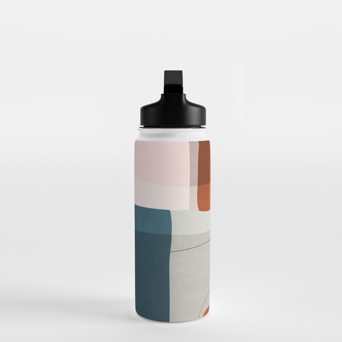 Burnt Orange Navy Abstract Shapes Water Bottle Gallery Image 3