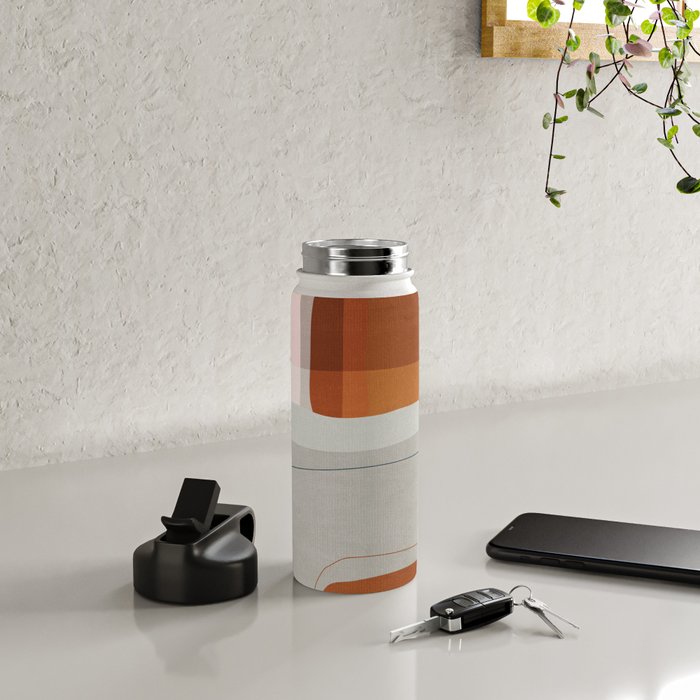 Burnt Orange Navy Abstract Shapes Water Bottle Gallery Image 4
