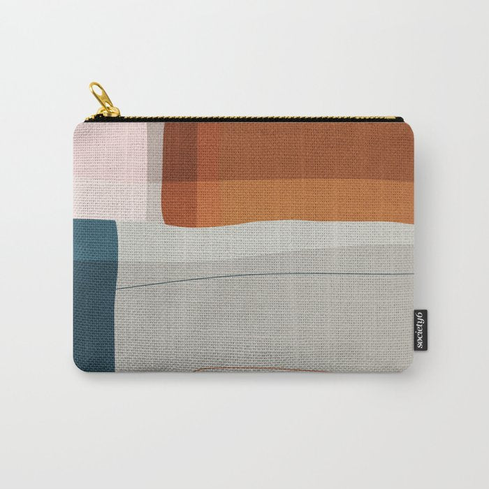 Burnt Orange Navy Abstract Shapes Carry All Pouch Gallery Image 1