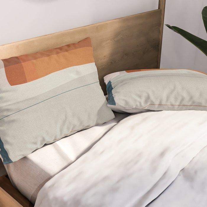 Burnt Orange Navy Abstract Shapes Pillow Sham Gallery Image 2
