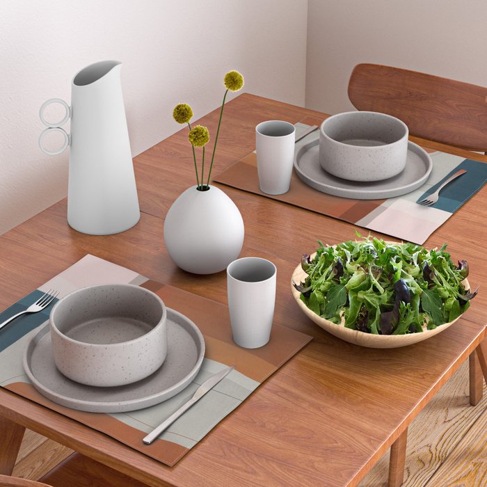 Burnt Orange Navy Abstract Shapes Placemat Gallery Image 2