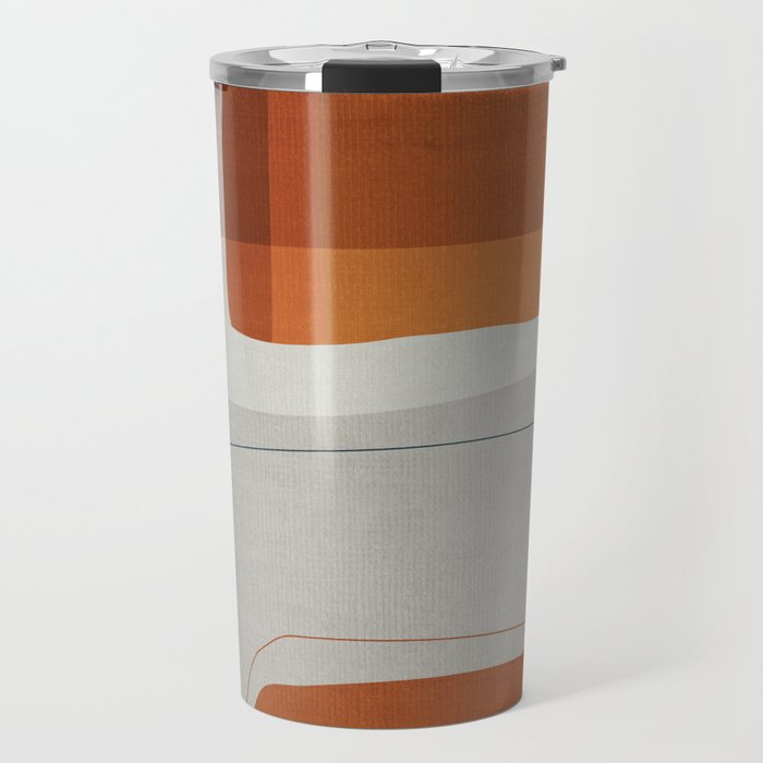 Burnt Orange Navy Abstract Shapes Travel Mug Gallery Image 1