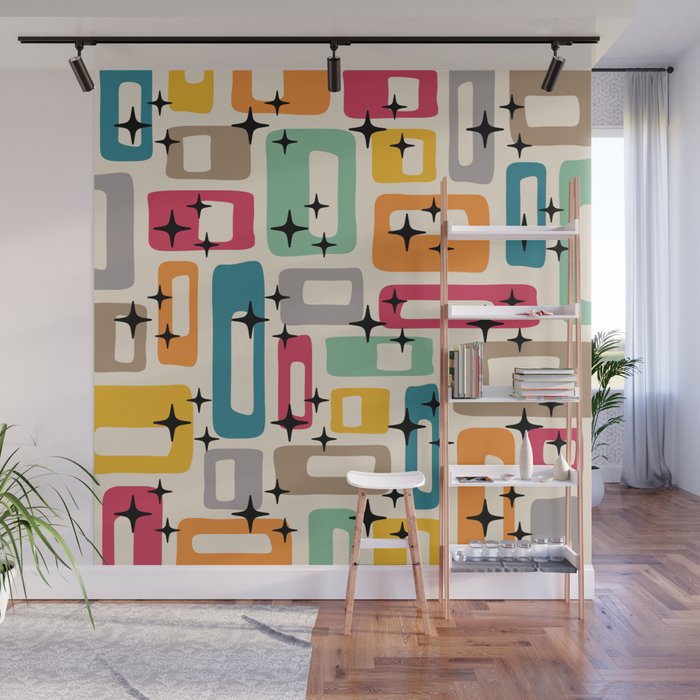 Retro Mid Century Modern Abstract Wall Mural Gallery Image 1
