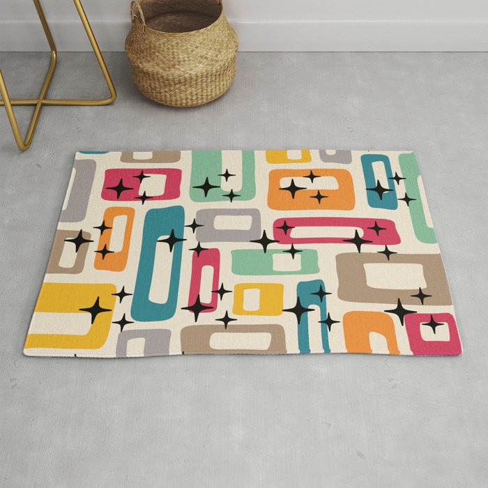 Retro Mid Century Modern Abstract Rug Gallery Image 1