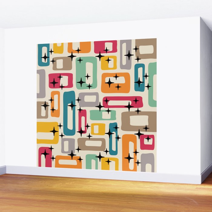 Retro Mid Century Modern Abstract Wall Mural Gallery Image 2