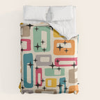 Retro Mid Century Modern Abstract Duvet Cover Gallery Image 6
