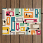 Retro Mid Century Modern Abstract Outdoor Rug Gallery Image 1