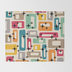 Retro Mid Century Modern Abstract Throw Blanket Gallery Image 2