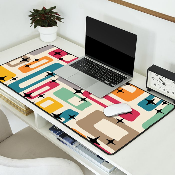 Retro Mid Century Modern Abstract Desk Mat Gallery Image 2