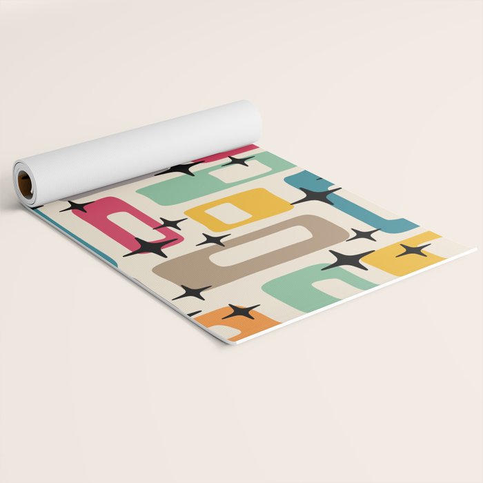 Retro Mid Century Modern Abstract Yoga Mat Gallery Image 2