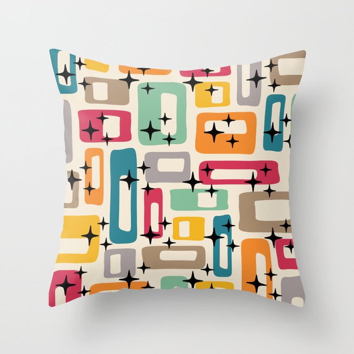 Retro Mid Century Modern Abstract Throw Pillow Gallery Image 6