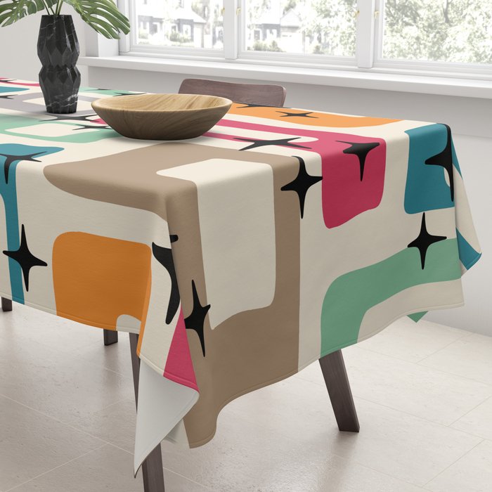 Retro Mid Century Modern Abstract Tablecloth Gallery Image 3