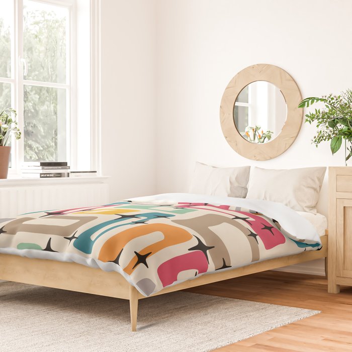 Retro Mid Century Modern Abstract Duvet Cover Gallery Image 2