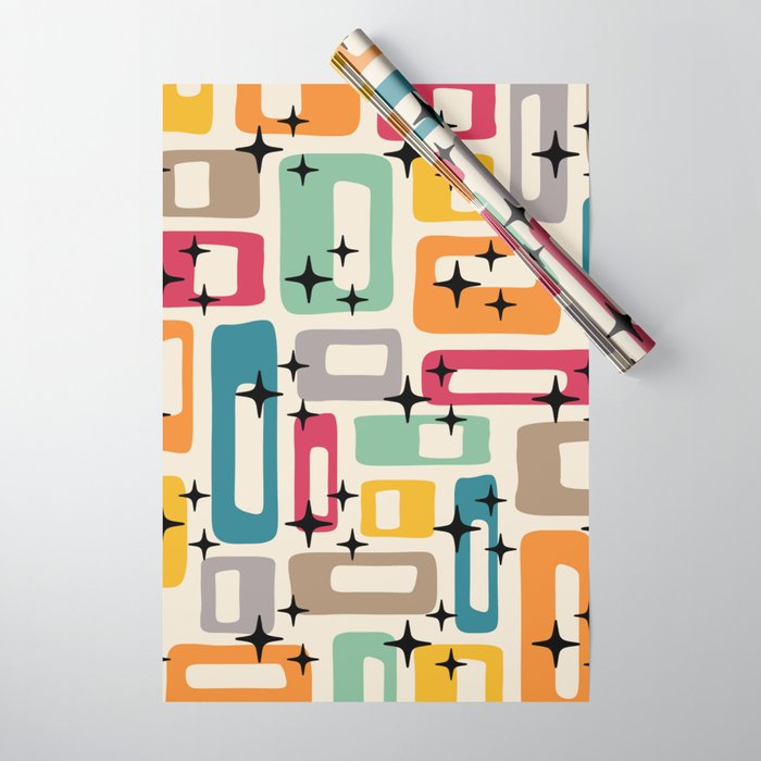 Retro Mid Century Modern Abstract Wrapping Paper Gallery Image 1