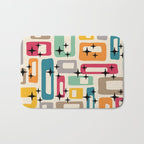 Retro Mid Century Modern Abstract Bath Mat Gallery Image 1