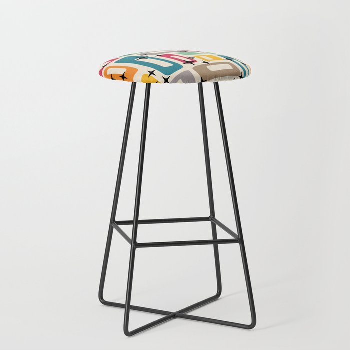 Retro Mid Century Modern Abstract Stool Gallery Image 1