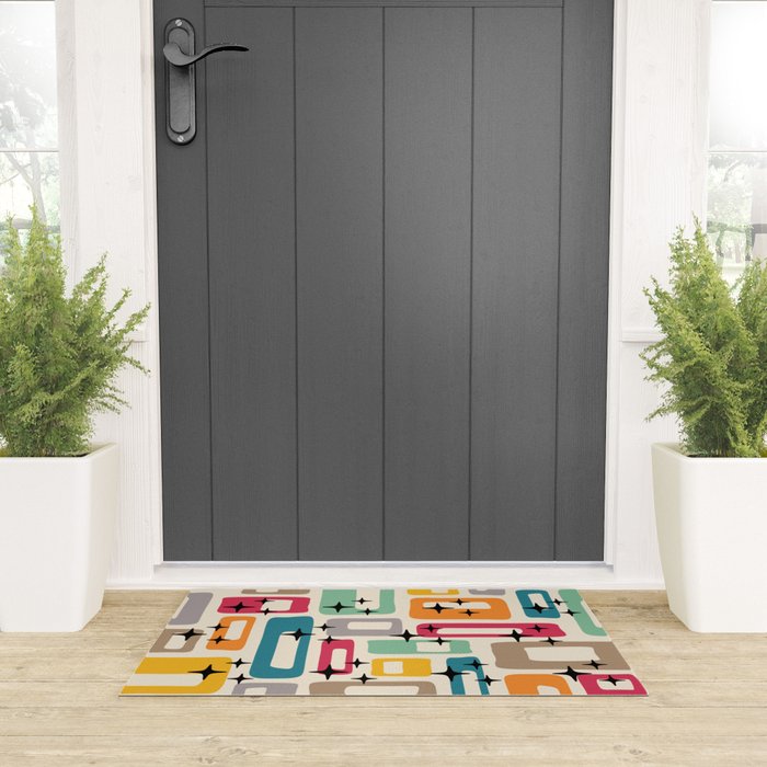 Retro Mid Century Modern Abstract Welcome Mat Gallery Image 3
