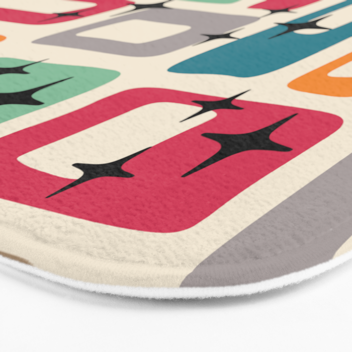 Retro Mid Century Modern Abstract Bath Mat Gallery Image 3