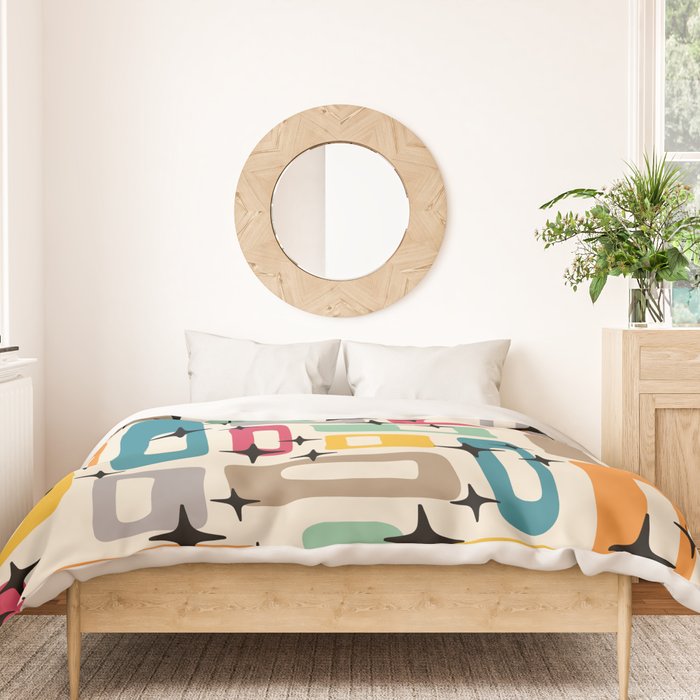 Retro Mid Century Modern Abstract Duvet Cover Gallery Image 3