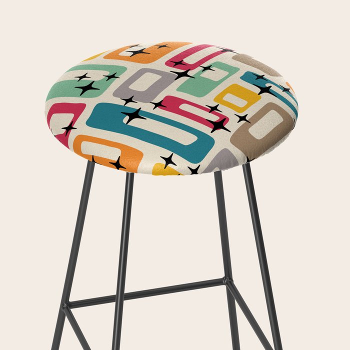 Retro Mid Century Modern Abstract Stool Gallery Image 2