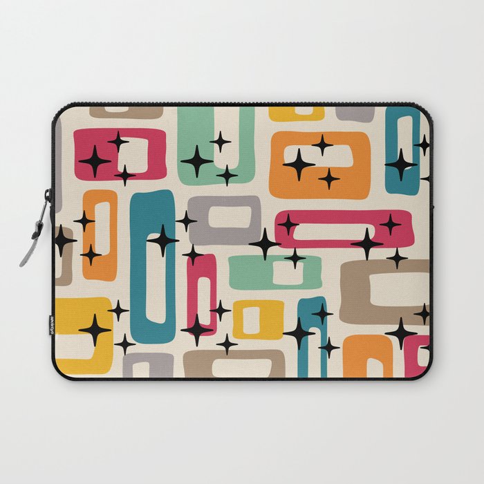 Retro Mid Century Modern Abstract Laptop Sleeve Gallery Image 1